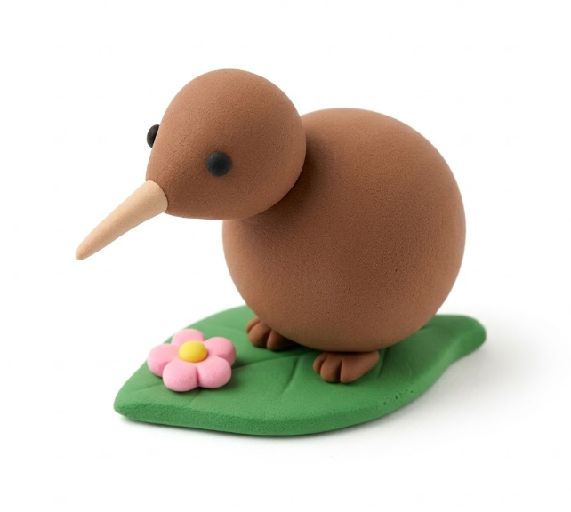 Clay Kiwi bird and nature sculpture