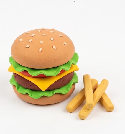 Mini burger set made from clay
