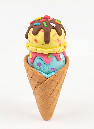 Colourful ice cream artwork made from clay